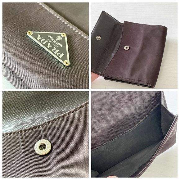 Prada brown nylon triangle logo compact wallet - Picture 3 of 12